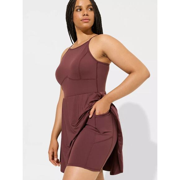 Torrid 4X Active Dress Burgundy Performance Core 2Fer Bike Short Athletic Dress - Picture 1 of 9